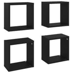 Vidaxl Stenske police kockaste 4 kosi črne 26x15x26 cm