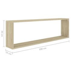 Vidaxl Stenske police kockaste 6 kos. bele in sonoma hrast 100x15x30cm