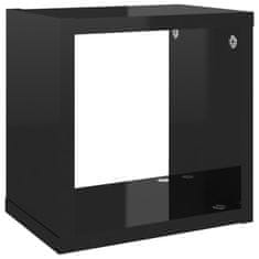 Vidaxl Stenske police kockaste 6 kosov visok sijaj črne 22x15x22 cm