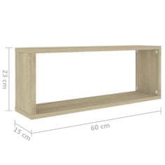 Vidaxl Stenske police kockaste 6 kosov sonoma hrast 60x15x23 cm