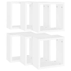 Vidaxl Stenske police kockaste 6 kosov bele 30x15x30 cm