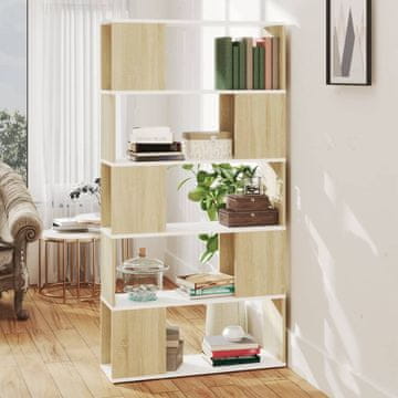 Vidaxl Knjižna omara za razdelitev prostora bela in hrast 80x24x155 cm