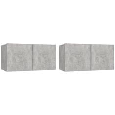 Vidaxl Viseča TV omarica 2 kosa betonsko siva 60x30x30 cm