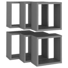 Vidaxl Stenske police kockaste 6 kosov sive 30x15x30 cm