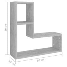 Vidaxl Stenska polica 2 kosa betonsko siva 50x15x50 cm iverna plošča