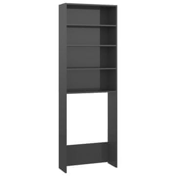 Vidaxl Omara za pralni stroj visok sijaj siva 64x24x190 cm