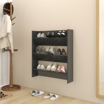 Vidaxl Stenska omara za čevlje siva 80x18x90 cm iverna plošča