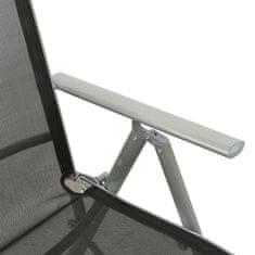 Vidaxl Nastavljiv vrtni stol tekstil in aluminij srebrn