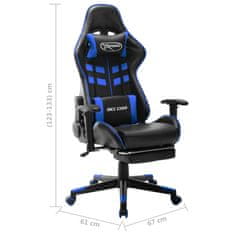 Vidaxl Gaming stol z oporo za noge črno in modro umetno usnje