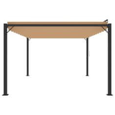 Vidaxl Paviljon z rešetkasto streho 3x4 m taupe blago in aluminij