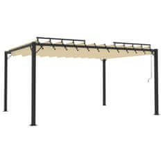 Vidaxl Paviljon z rešetkasto streho 3x4 m krem blago in aluminij