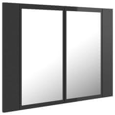 Vidaxl LED kopalniška omarica z ogledalom visok sijaj siva 60x12x45 cm