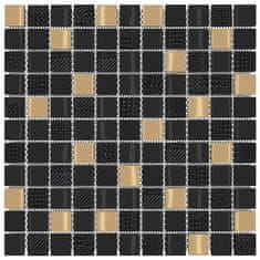 Vidaxl Mozaik ploščice 22 kosov črne in zlate 30x30 cm steklo