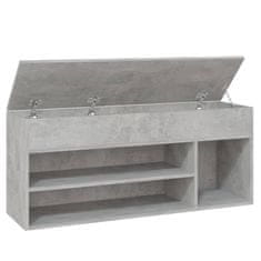 Vidaxl Klop za čevlje betonsko siva 105x30x45 cm iverna plošča