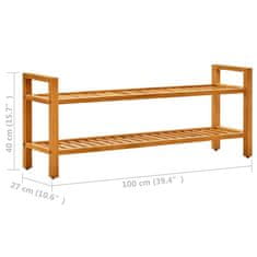 Greatstore Stojalo za čevlje z 2 policama 100x27x40 cm trdna hrastovina