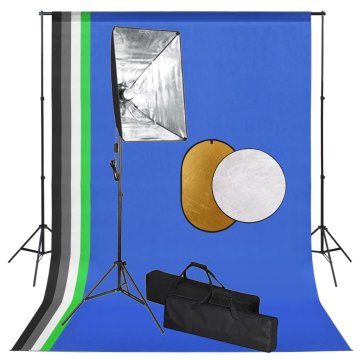 Vidaxl Foto studijski komplet s softboxi, ozadjem in odbojnikom