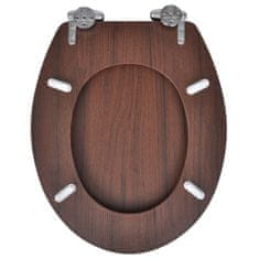 Greatstore Deska za WC školjko MDF počasno zapiranje preprost dizajn rjava