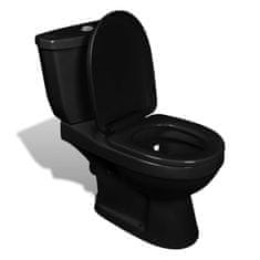Vidaxl WC školjka s kotličkom črna