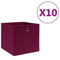 shumee Škatle 10 kosov netkano blago 28x28x28 cm temno rdeče