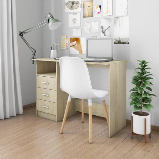 Vidaxl Pisalna miza s predali sonoma hrast 110x50x76 cm iverna plošča