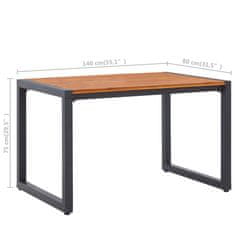 Vidaxl Vrtna miza z nogami U oblike 140x80x75 cm trden akacijev les