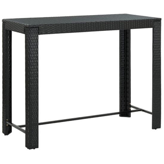 Vidaxl Vrtna barska miza črna 140,5x60,5x110,5 cm poli ratan