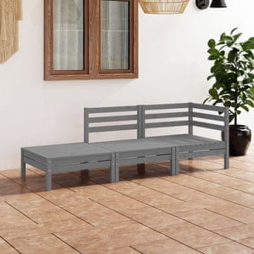 Vidaxl vidaXL 3-delna vrtna garnitura, siva, borovina