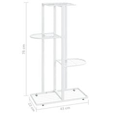 Vidaxl Stojalo za rože 4-nadstropno 43x22x76 cm bela kovina