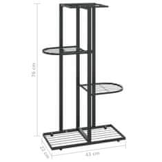 Greatstore Stojalo za rože 4-nadstropno 43x22x76 cm črna kovina