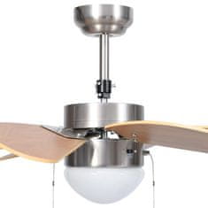 Vidaxl Stropni ventilator z lučjo 76 cm svetlo rjav