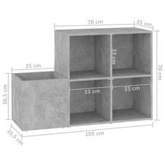 Vidaxl Omara za čevlje betonsko siva 105x35,5x70 cm iverna plošča