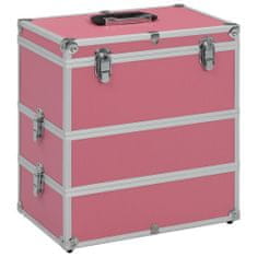Greatstore Kovček za ličila 37x24x40 cm roza aluminij