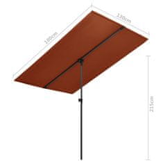 Vidaxl Zunanji senčnik z aluminijastim drogom 180x130 cm terakota