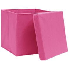 shumee Škatle za shranjevanje s pokrovi x 10 roza 32x32x32 cm blago
