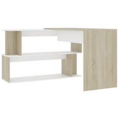 Vidaxl Kotna pisalna miza bela in sonoma hrast 200x50x76 cm
