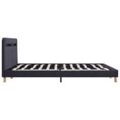 Vidaxl Posteljni okvir z LED osvetlitvijo temno sivo blago 180x200 cm