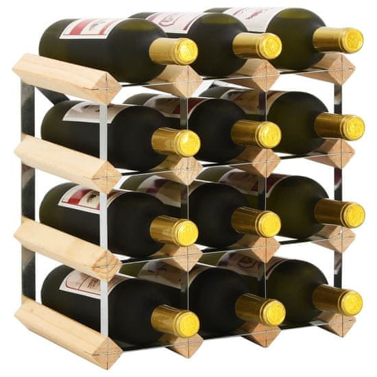 Greatstore Stojalo za vino za 12 steklenic trdna borovina