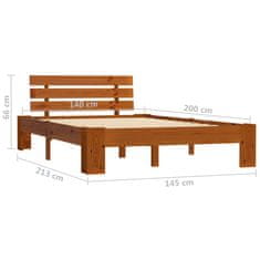 Vidaxl Posteljni okvir medeno rjav iz trdne borovine 140x200 cm