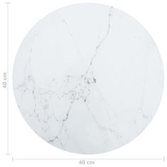 Vidaxl Mizna plošča bela Ø40x0,8 cm kaljeno steklo z marmorjem