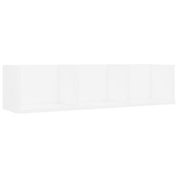 Vidaxl Stenska polica za CD plošče bela 75x18x18 cm inženirski les