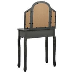 Vidaxl Mizica za ličenje s stolčkom siva 65x36x128cm pavlovnija in MDF