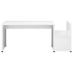 shumee Klubska mizica visok sijaj bela 90x45x35 cm iverna plošča
