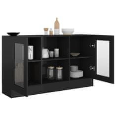 shumee Vitrina visok sijaj črna 120x30,5x70 cm iverna plošča