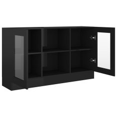 shumee Vitrina visok sijaj črna 120x30,5x70 cm iverna plošča