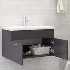 Vidaxl Omarica za umivalnik visok sijaj siva 80x38,5x46 cm iverna pl.