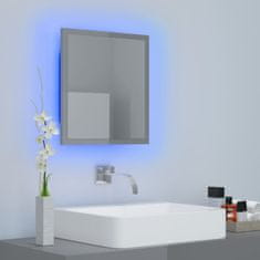 Vidaxl LED kopalniško ogledalo visok sijaj sivo 40x8,5x37 cm