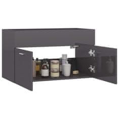 Vidaxl Omarica za umivalnik visok sijaj siva 80x38,5x46 cm iverna pl.