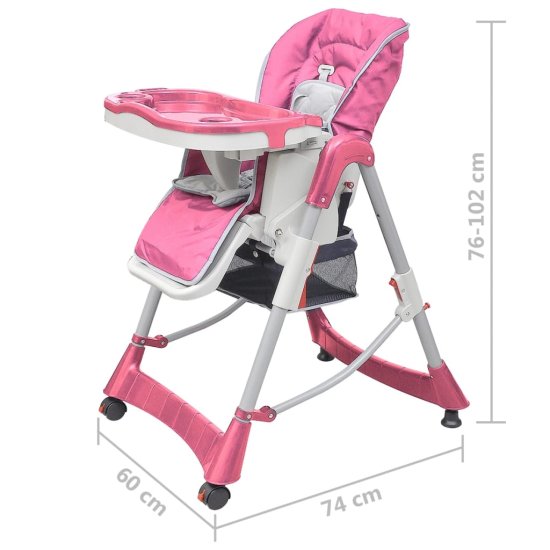 shumee Luksuzni stolček za hranjenje z nastavljivo višino roza barve
