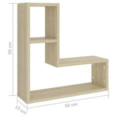 Vidaxl Stenska polica 2 kosa sonoma hrast 50x15x50 cm iverna plošča