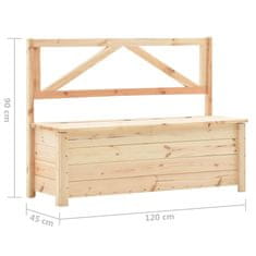 Vidaxl Klop s prostorom za shranjevanje 120 cm trdna borovina